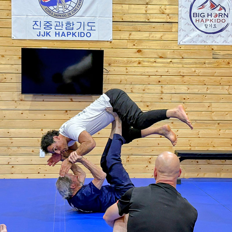Grandmaster Bernard training with Ralek Gracie at the Big Horn dojang